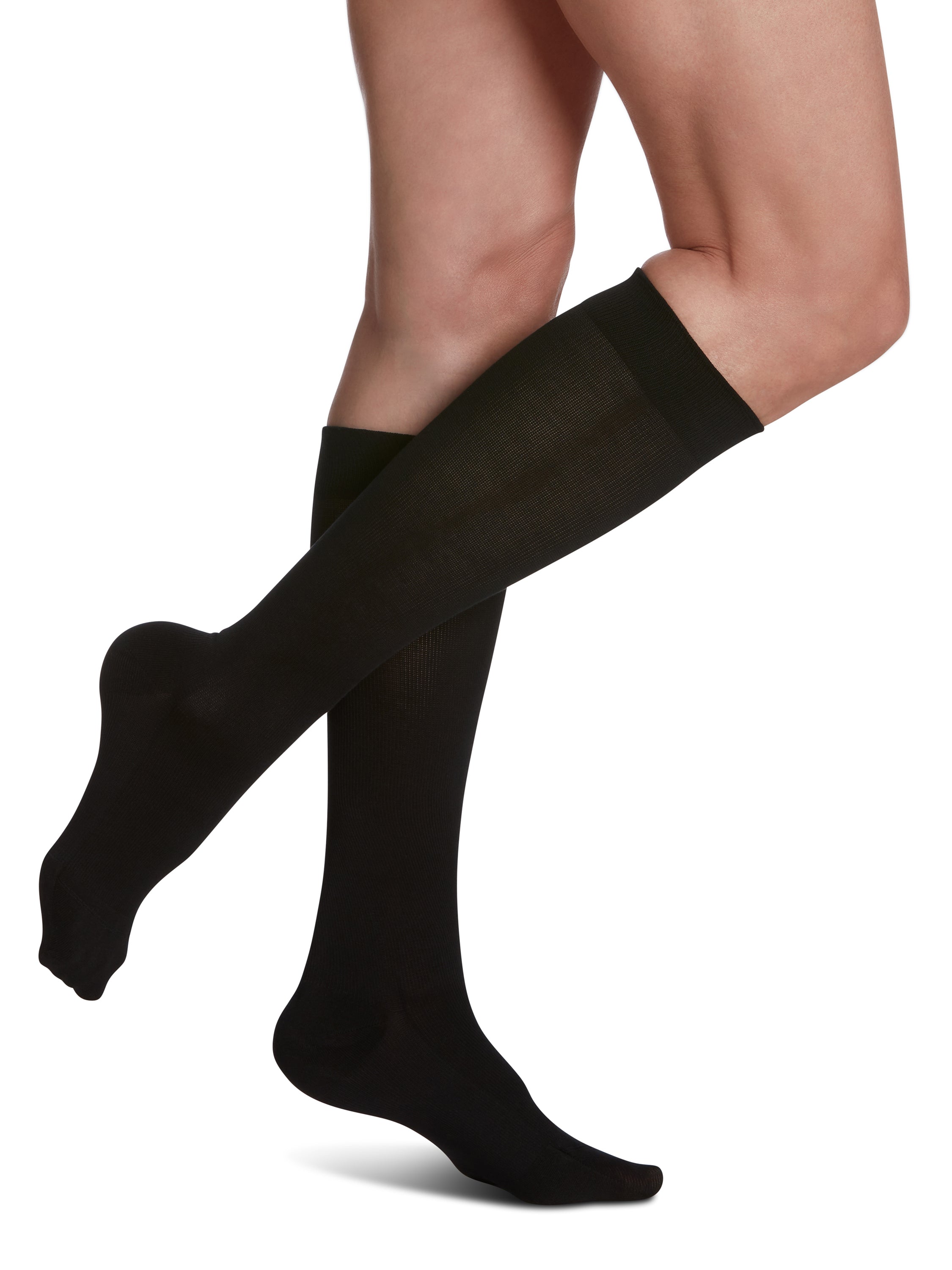 Women's Sea Island Cotton Calf Black Small 5 - 7, 15-20mmHg