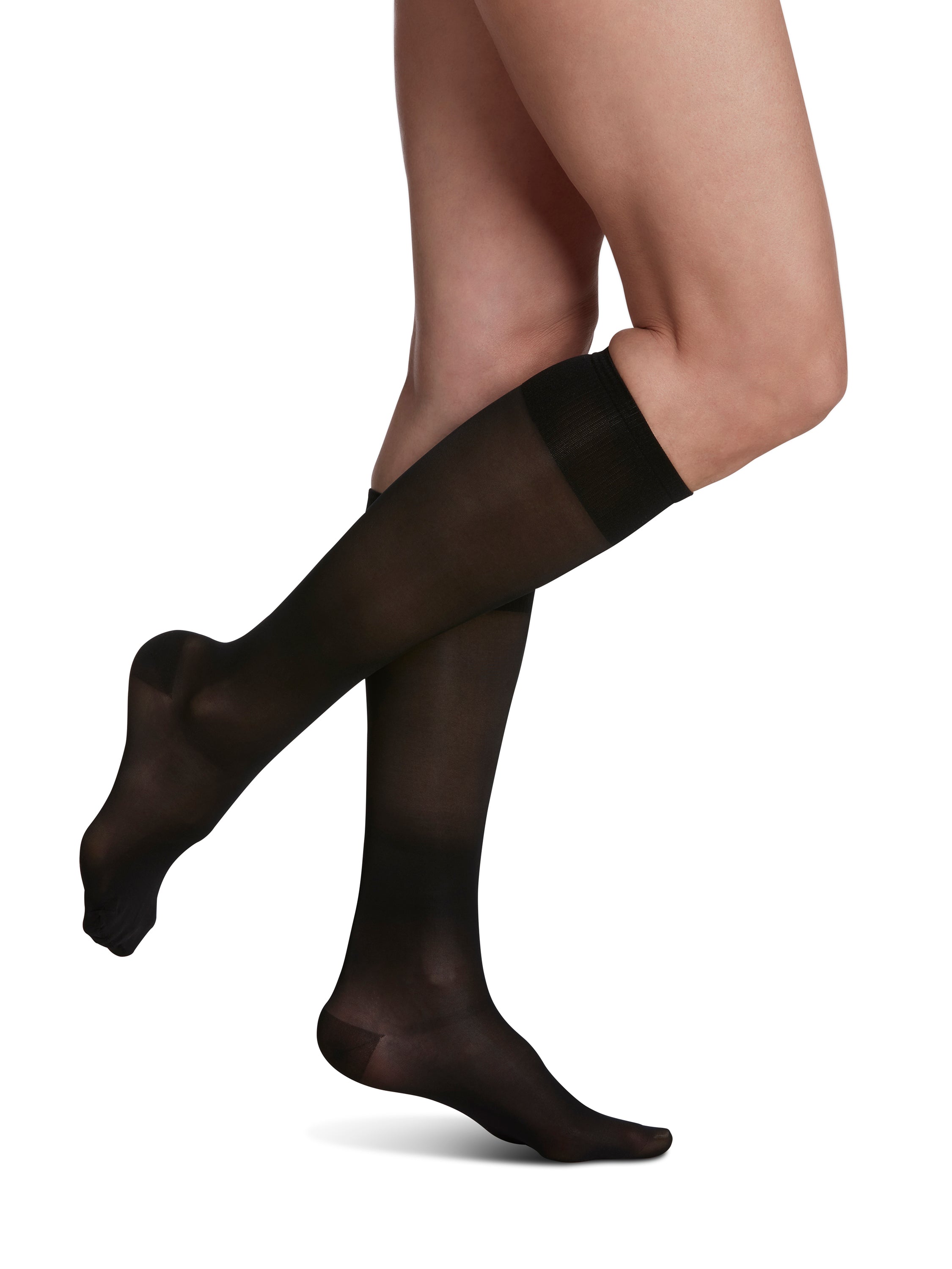 Women's Sheer Fashion Calf Black Large 10 - 12, 15-20mmHg