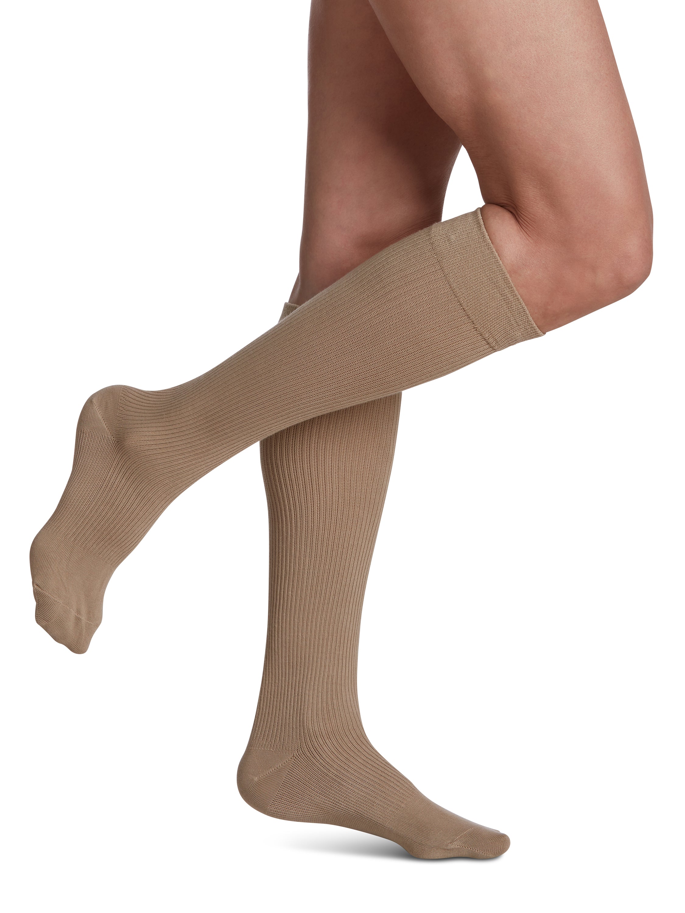 Women's Casual Cotton Calf Khaki Medium 7½ - 9½, 15-20mmHg