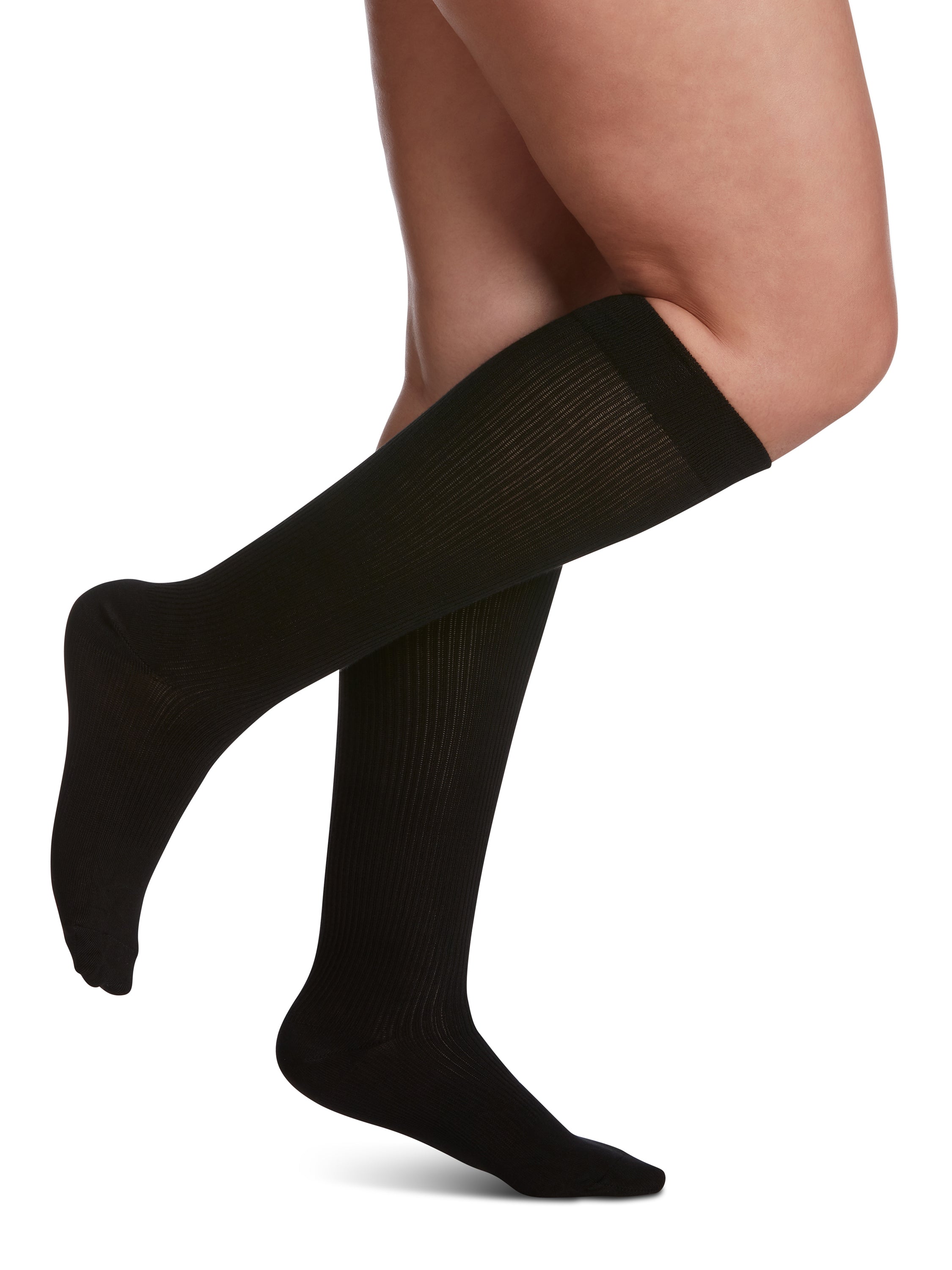 Women's Casual Cotton Calf Black Medium 7½ - 9½, 15-20mmHg