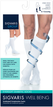 Unisex Eversoft Diabetic Sock Calf White Large 8-15mmHg