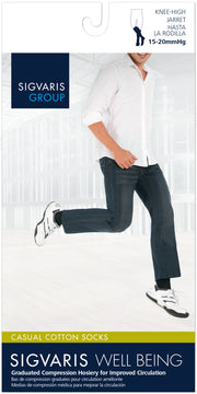Men's Casual Cotton Calf Black Small 6½ - 8½, 15-20mmHg