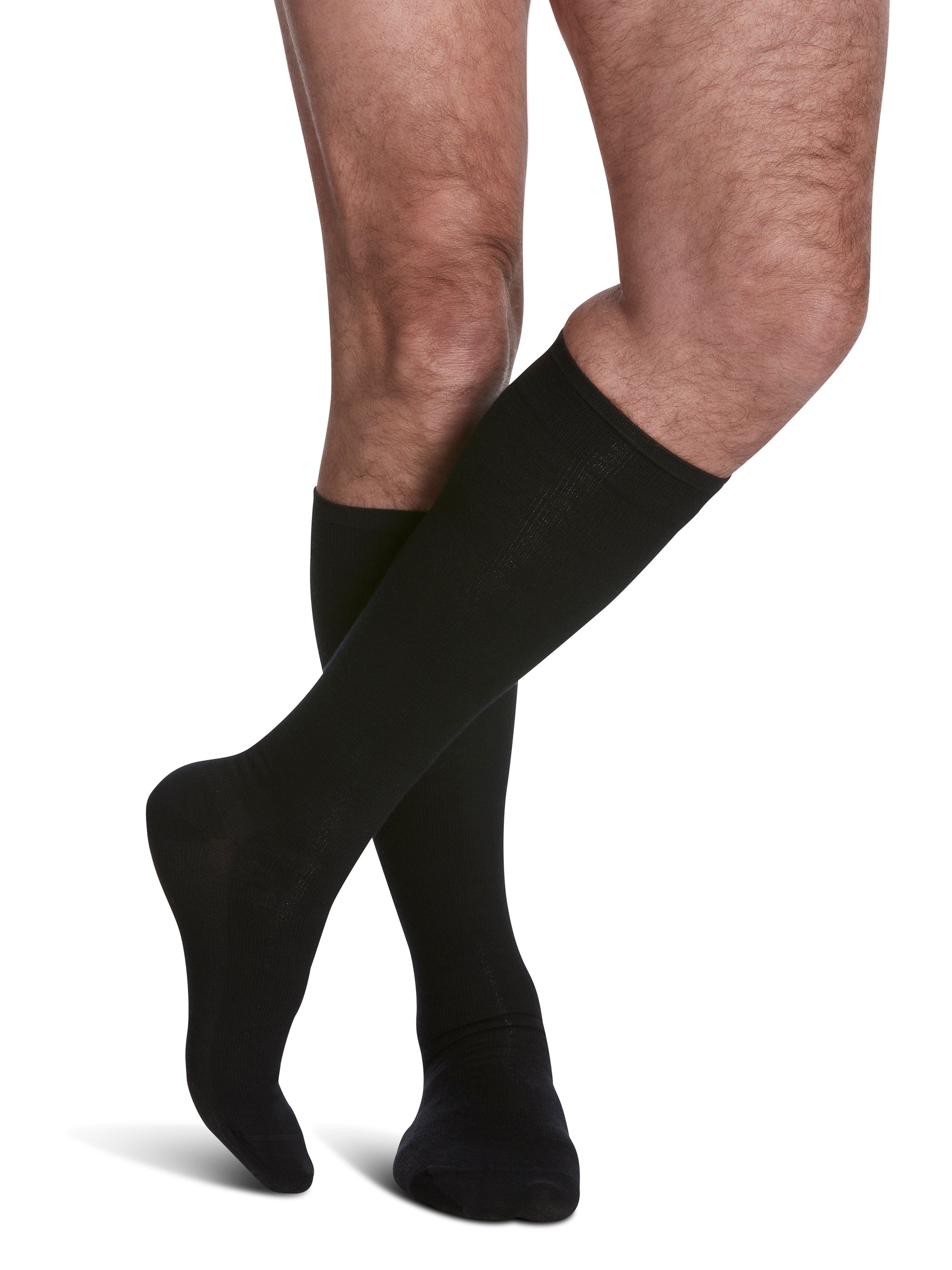 Men's All-Season Merino Wool Calf Black Small 6½ - 8½, 15-20mmHg