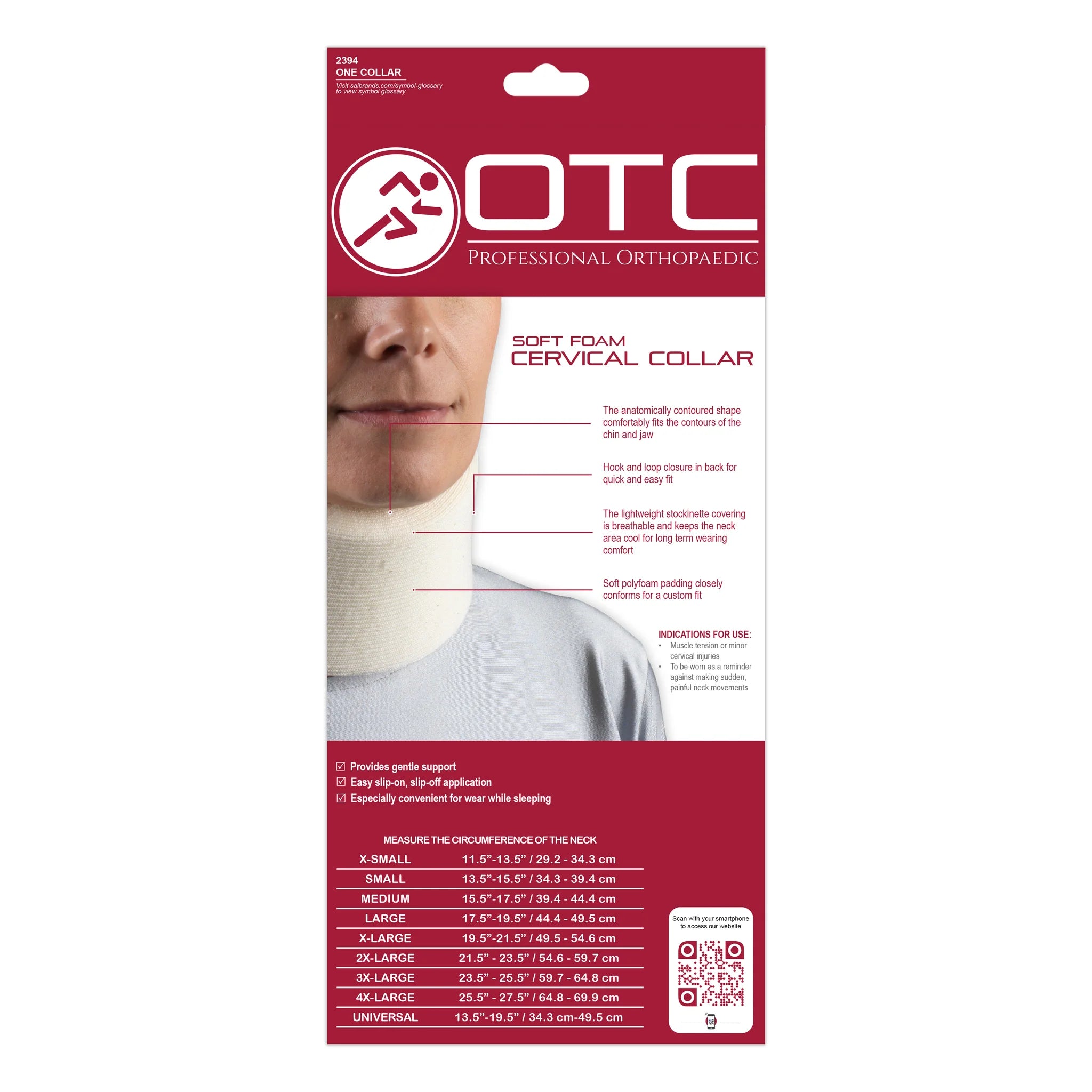 3" Soft Foam Cervical Collar Minimum Support Brace Large (17.5-19.5") White Latex-Free