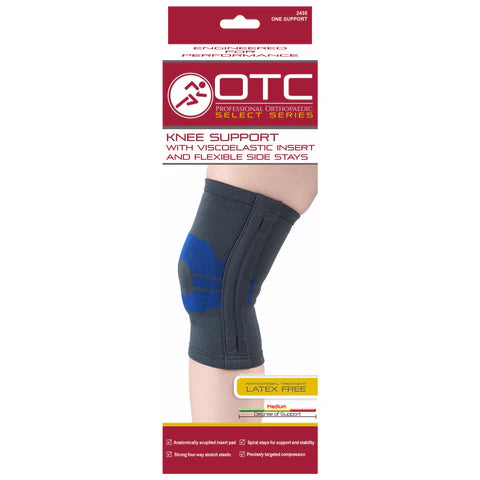 Knee Support Brace W/Compression Gel Insert and Side Stays, Medium Support, Charcoal XL