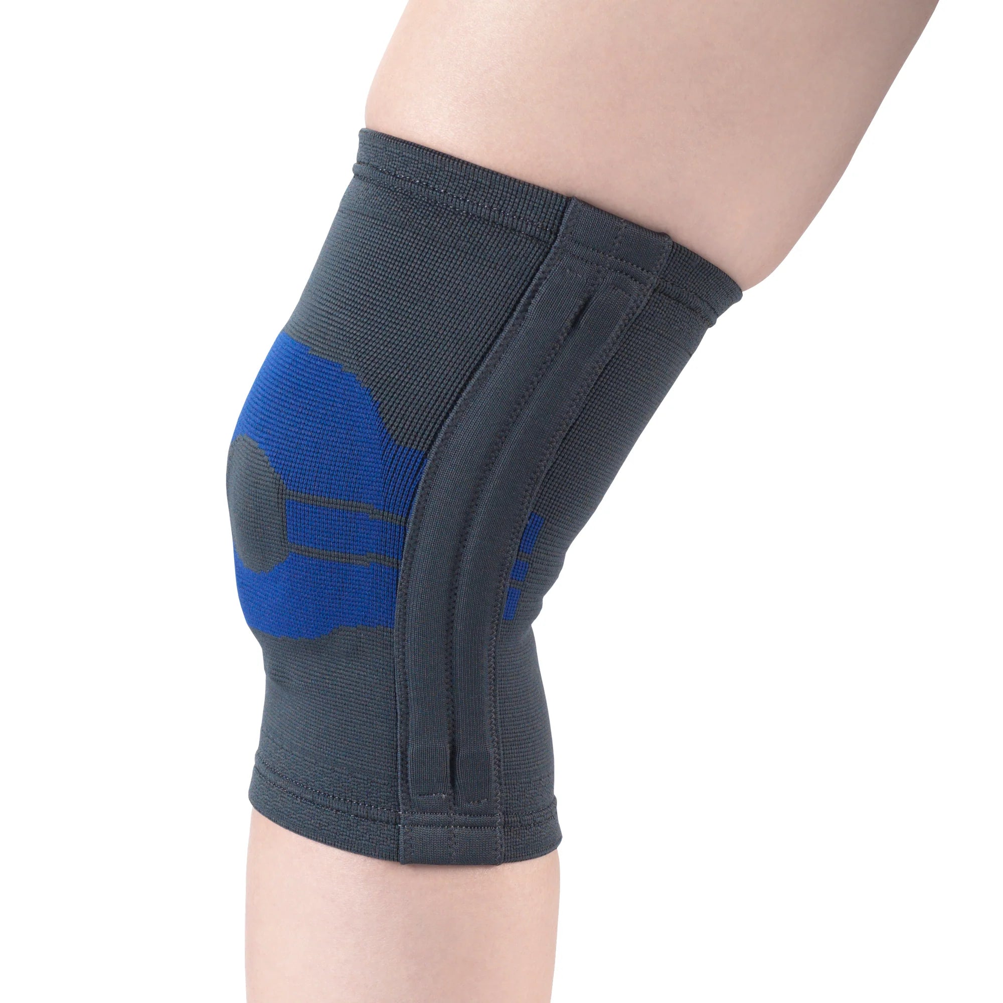 Knee Support Brace W/Compression Gel Insert and Side Stays, Medium Support, Charcoal L