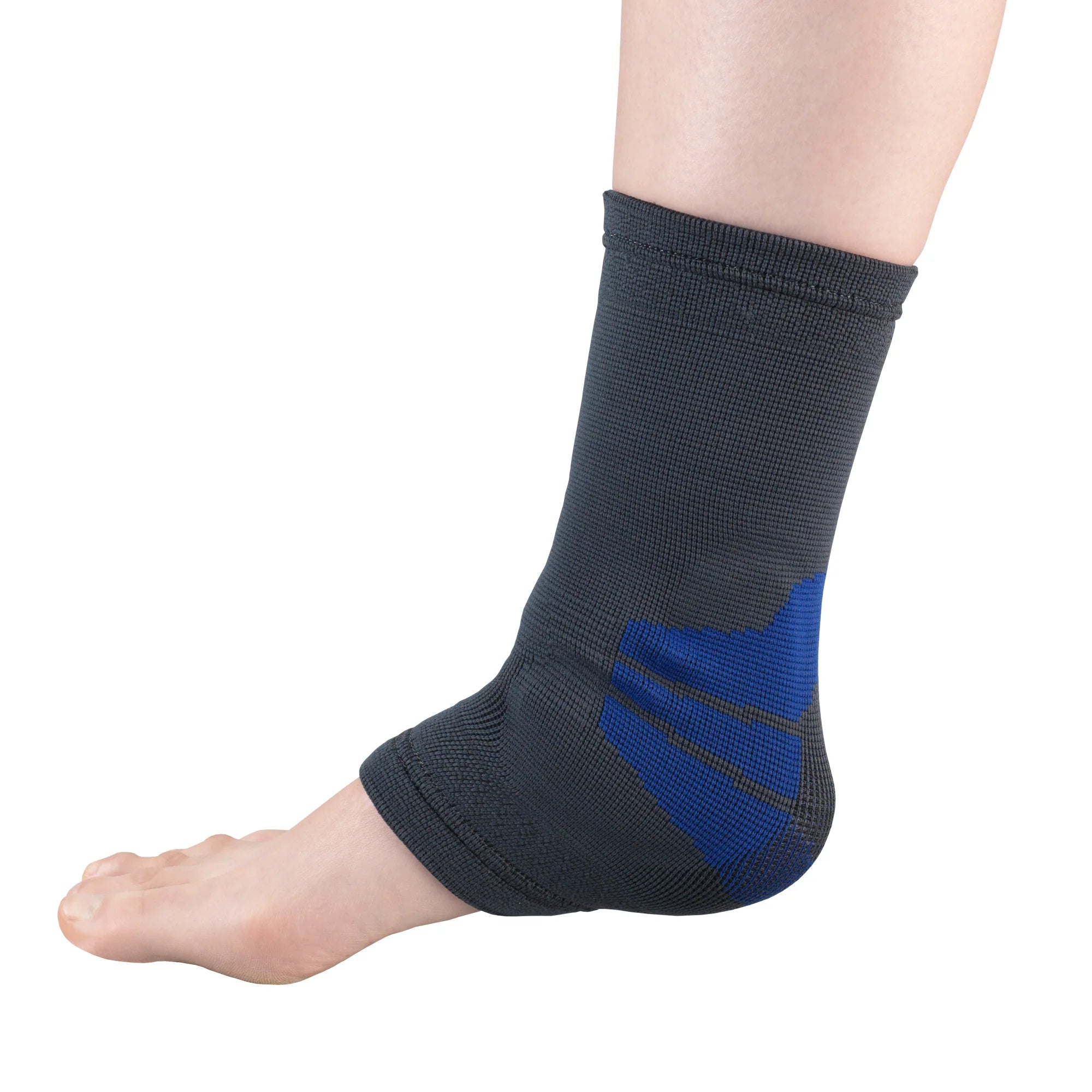 Ankle Support Brace W/Compression Gel Insert M (10 1/4-12 1/4") 4-Way Stretch Elastic Blue