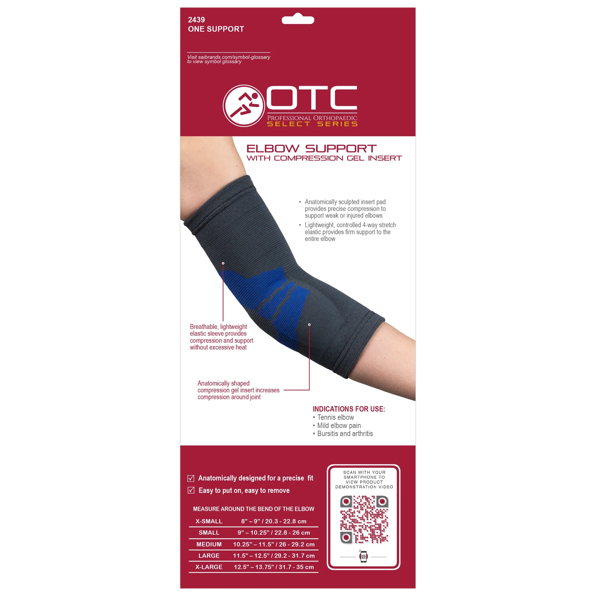 Elastic Elbow Support Brace W/Compression Gel Insert Charcoal L (11.5-12.5")