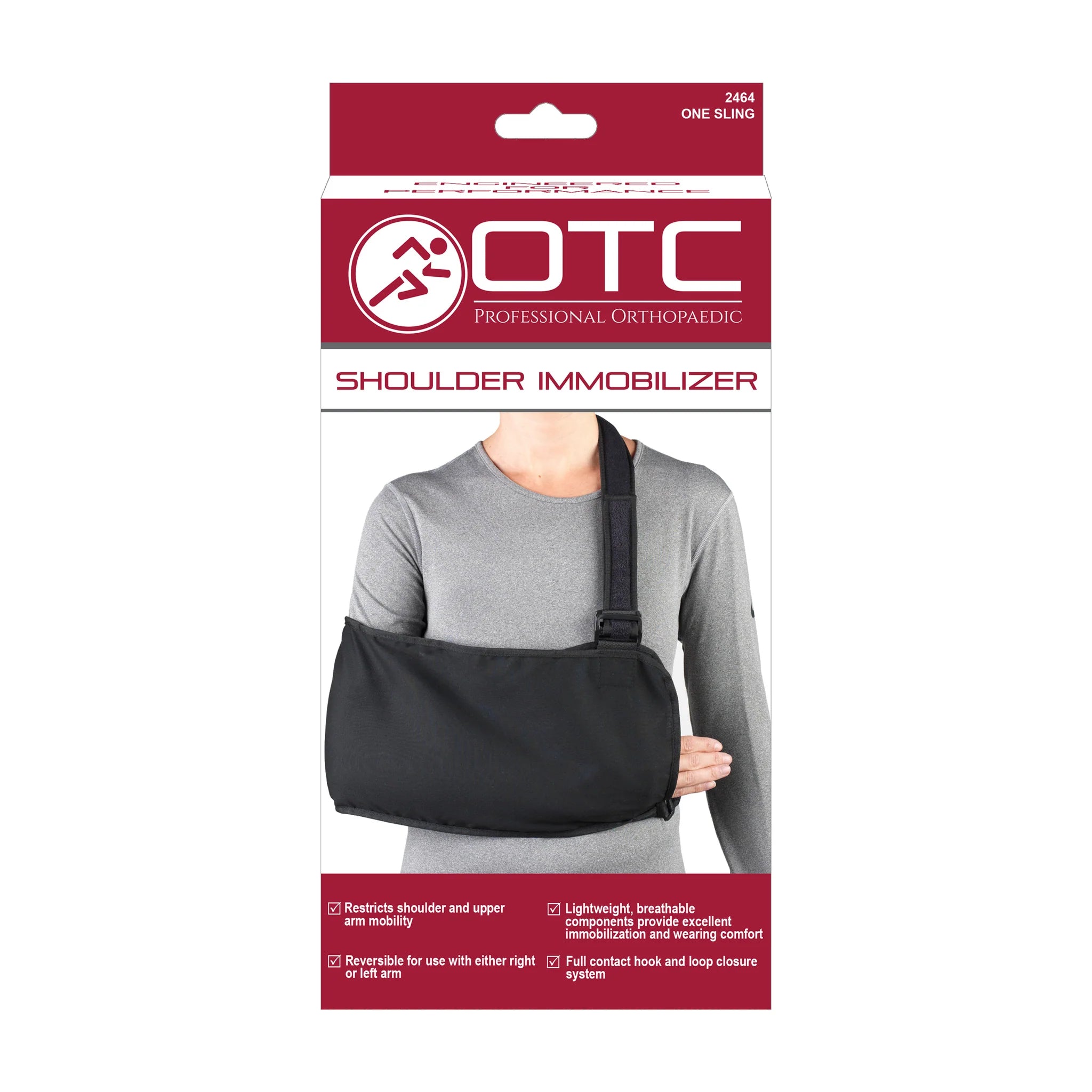 Lightweight Shoulder Immobilizer Brace W/Removable Webbing M (8X15") BLACK