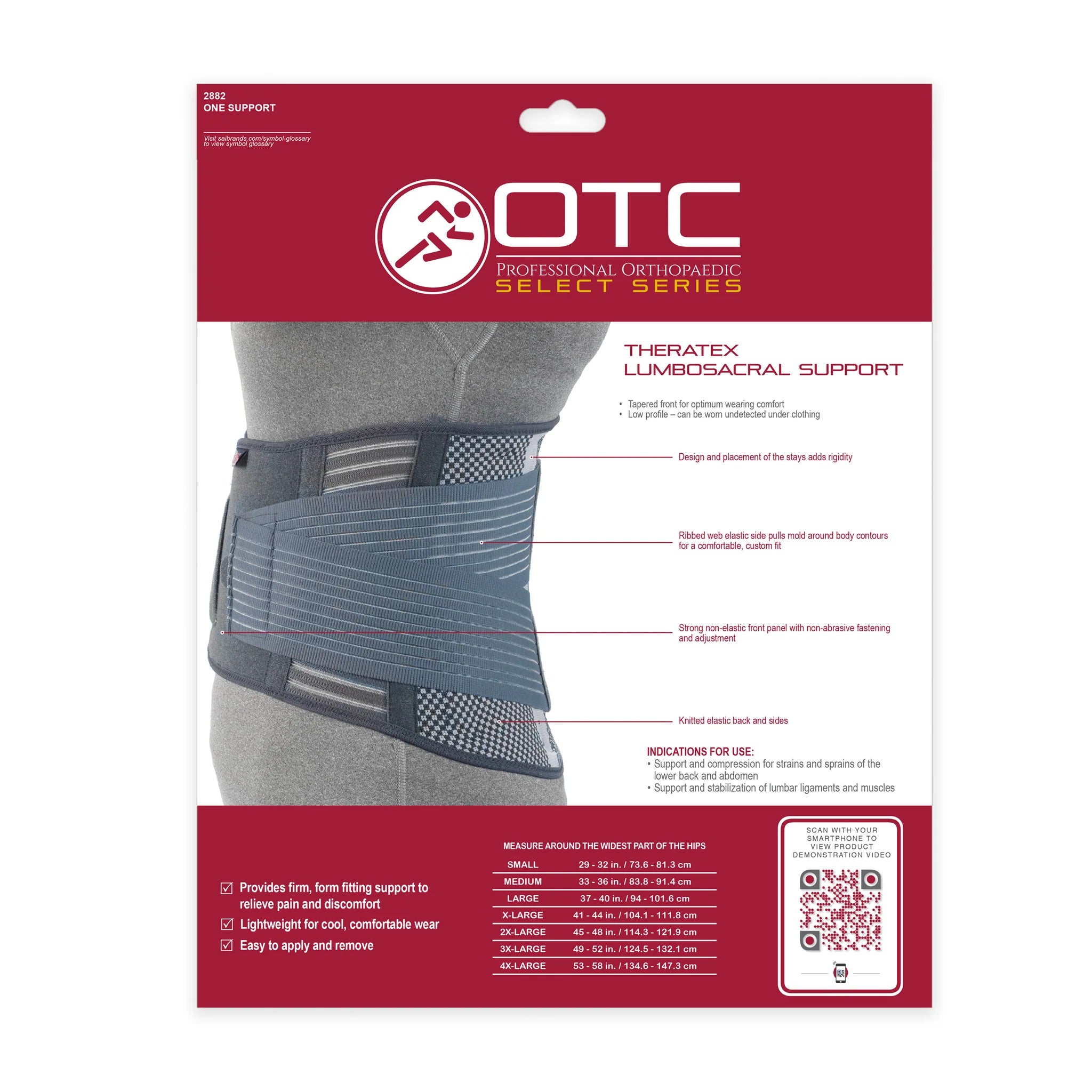 Medium Theratex Lumbosacral Brace Support 10" Back W/Flexible Stays Grey X-Large (41-44")