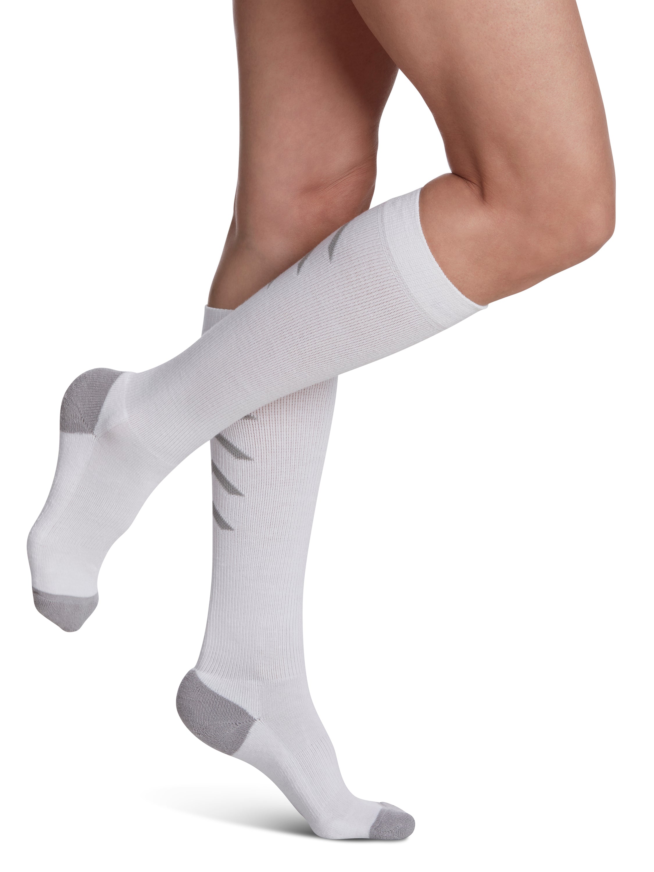 Unisex Athletic Recovery Sock Calf White Medium 15-20mmHg