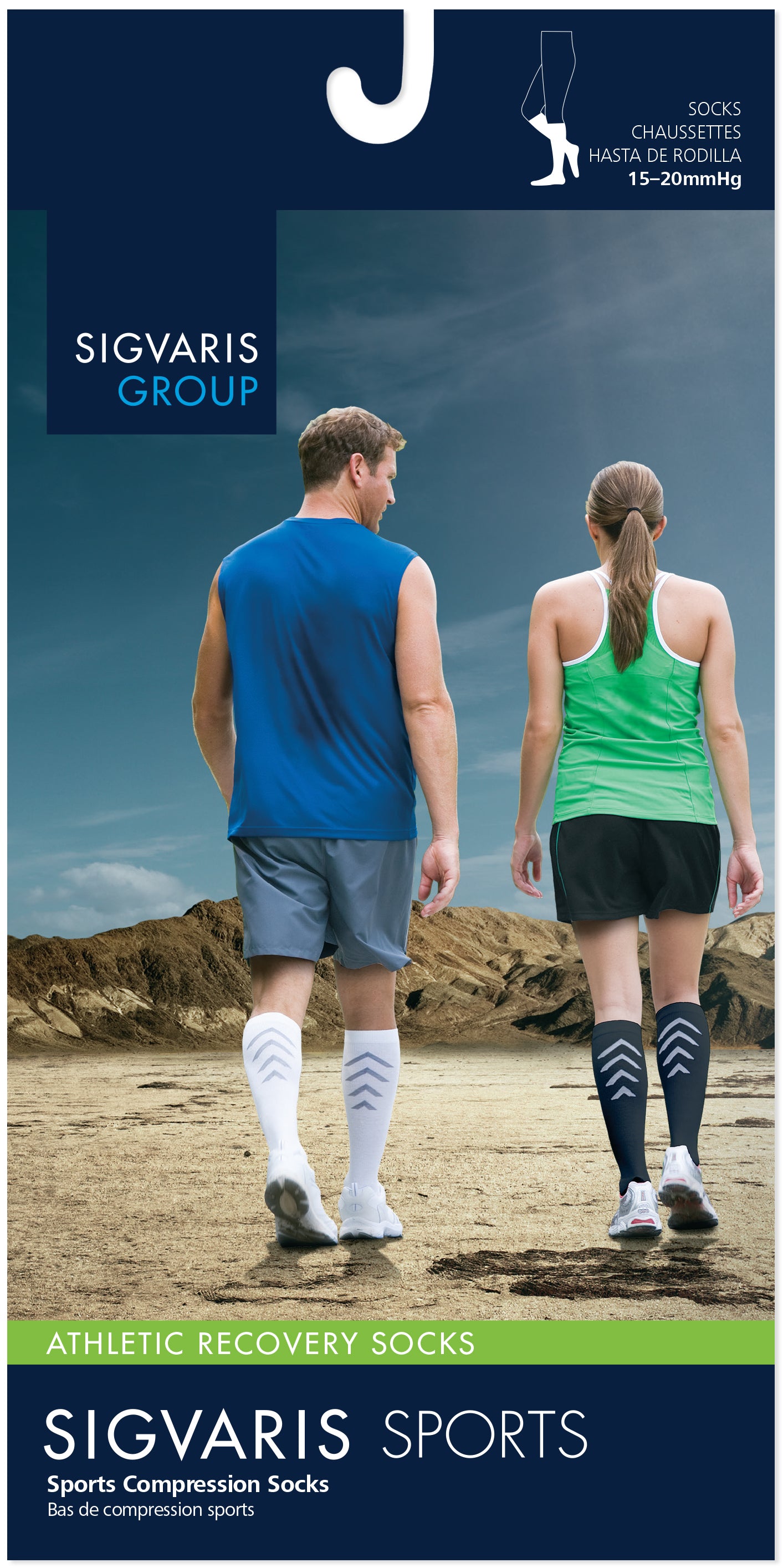Unisex Athletic Recovery Sock Calf Black Medium 15-20mmHg