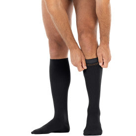 JOBST forMen Compression Socks 15-20 mmHg Knee High, with SoftFit Band, Closed Toe, Black, Med