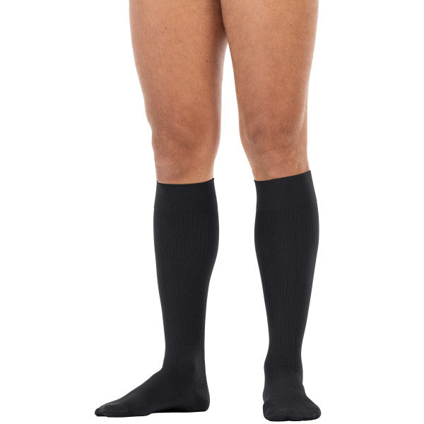 JOBST forMen Compression Socks 15-20 mmHg Knee High, with SoftFit Band, Closed Toe, Black, LG