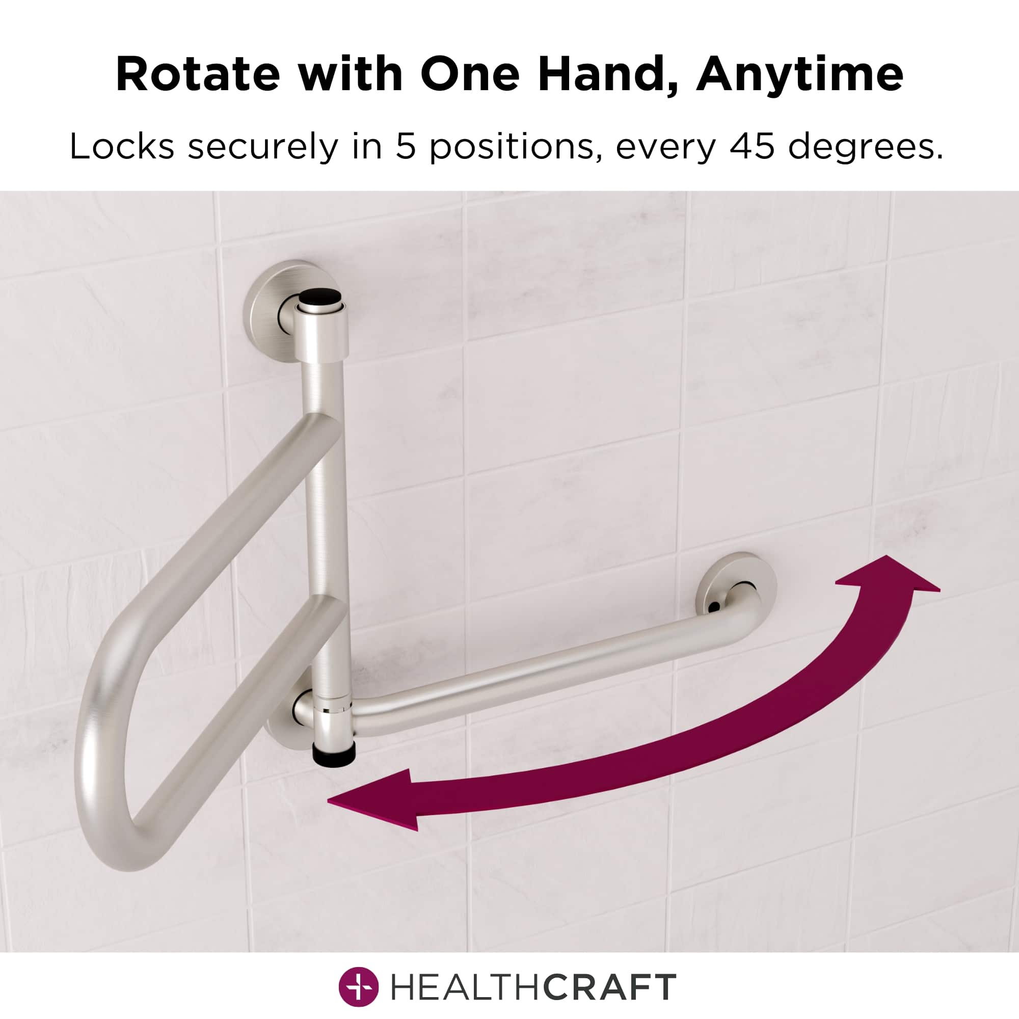 Dependa-Bar Pivoting Grab Bar 16". Polished Chrome