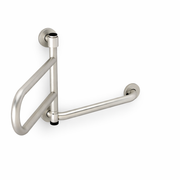 Metallic grab bar on a white background