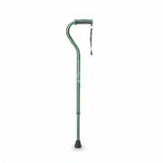 Green walking cane on a white background
