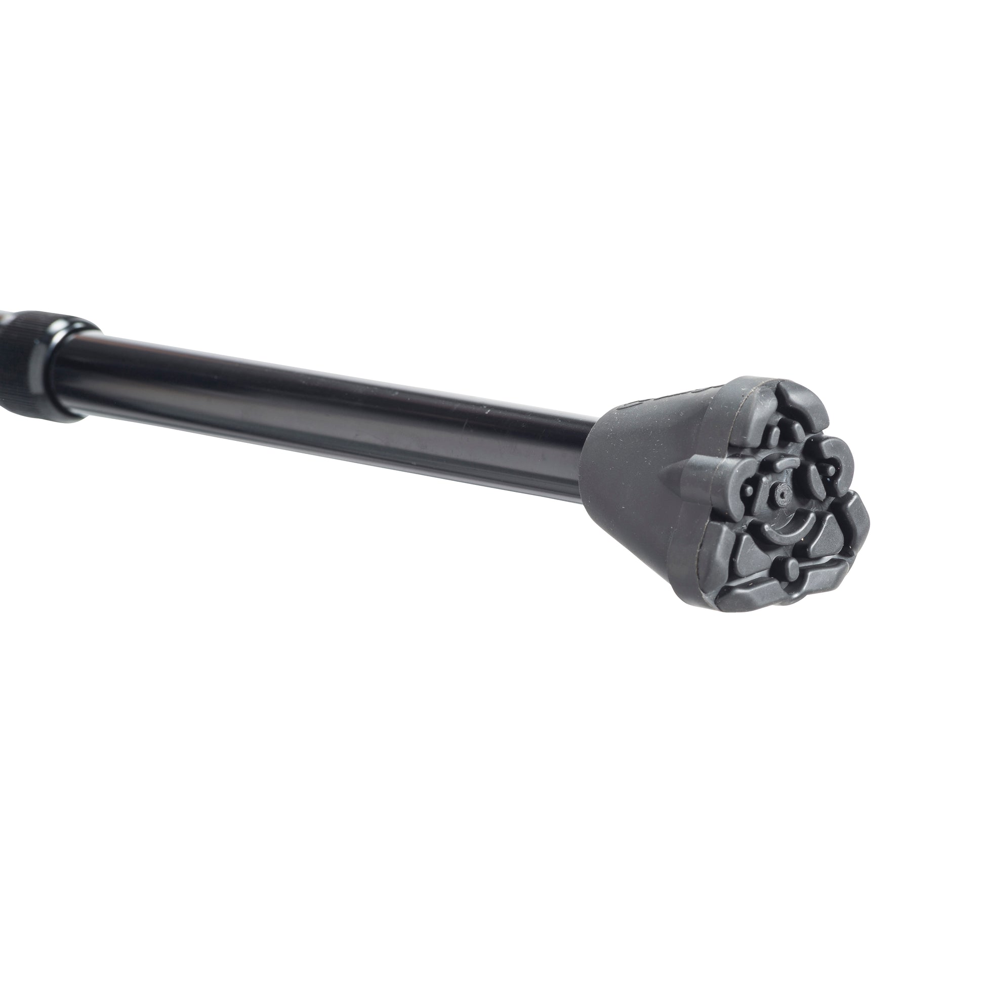 Black Aluminum cane with a textured end on a white background