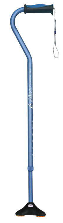 Blue cane with a black base on a white background