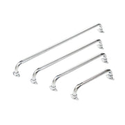 Set of four chrome towel racks on a white background