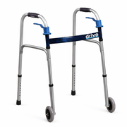 Deluxe Trigger Release Folding Walker With 5" Wheels, Blue