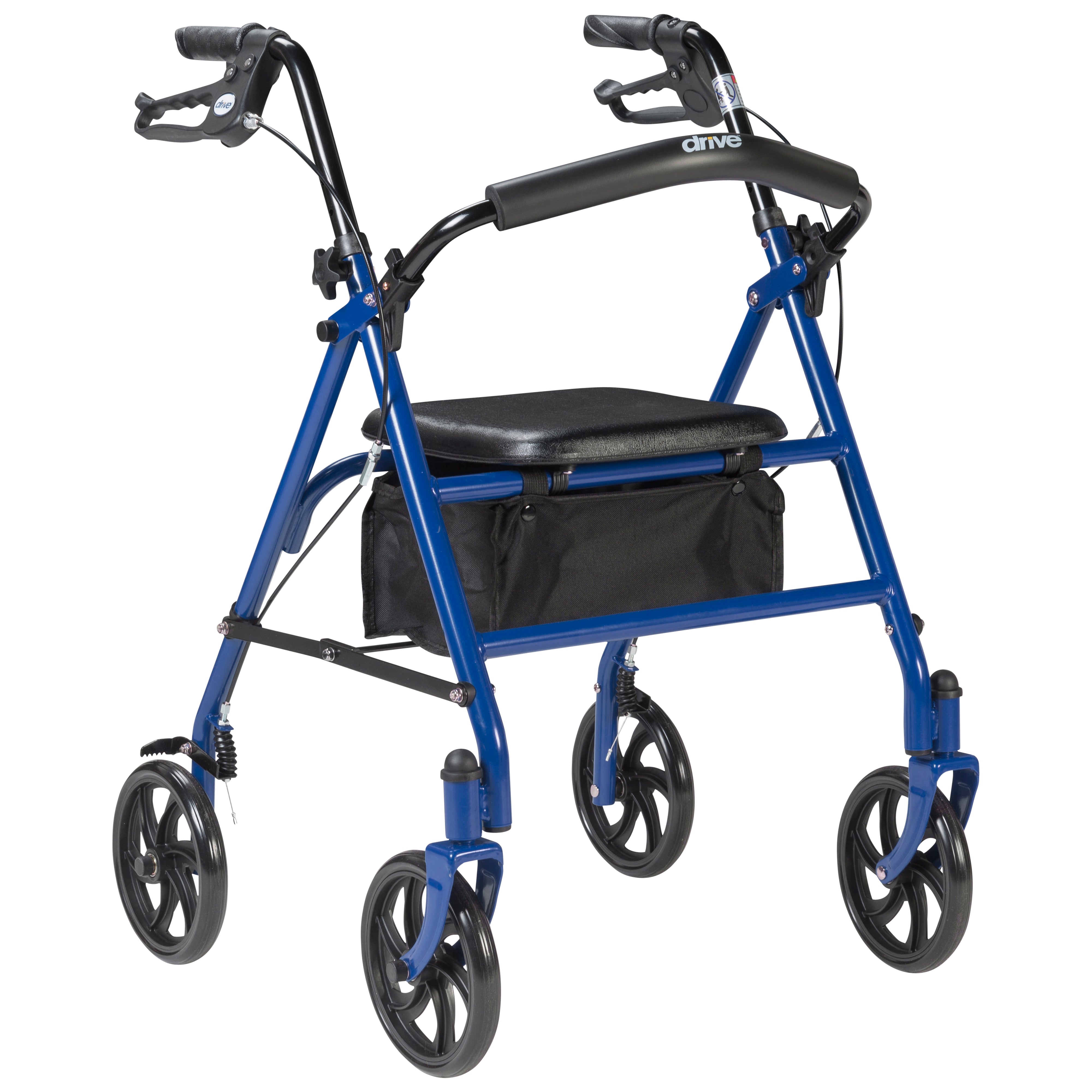 Durable 4 Wheel Rollator 7.5" Casters And Loop Locks, Blue