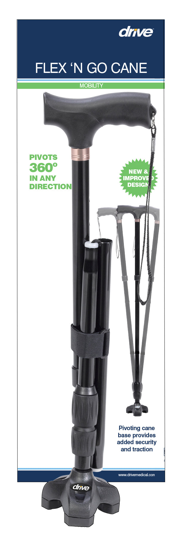 Flex And Go Folding Cane Black