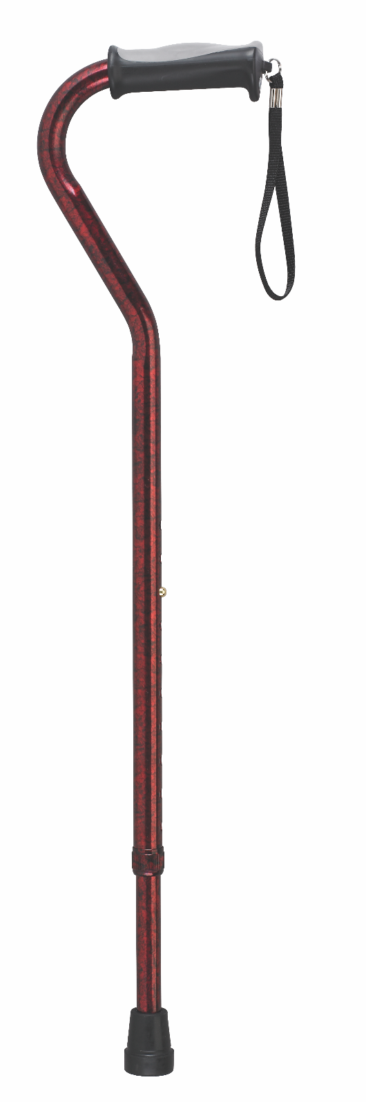 Aluminium walking cane with a black handle on a white background