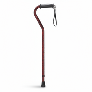 Aluminium walking cane with a black handle on a white background