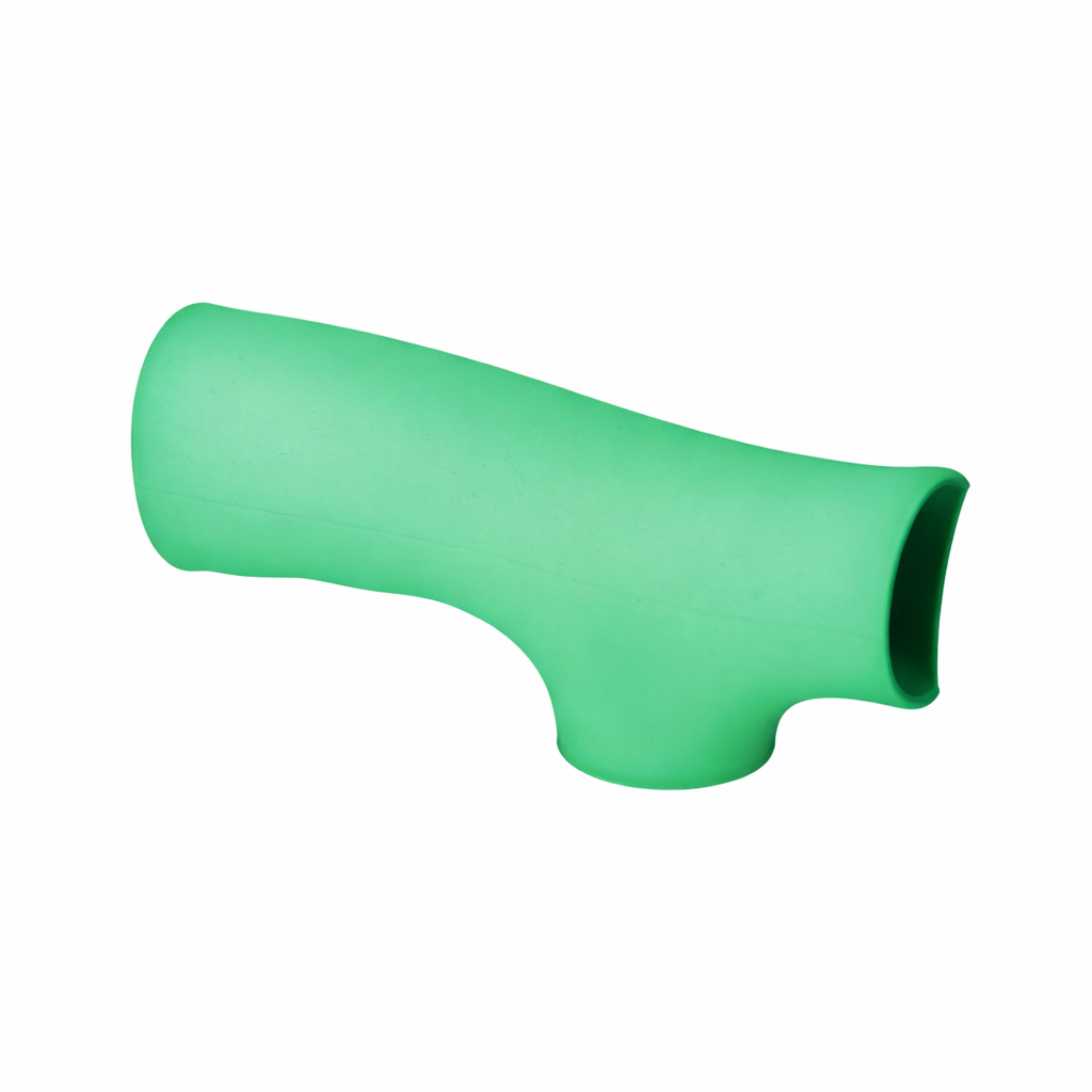 Green silicone sleeve on a white background
