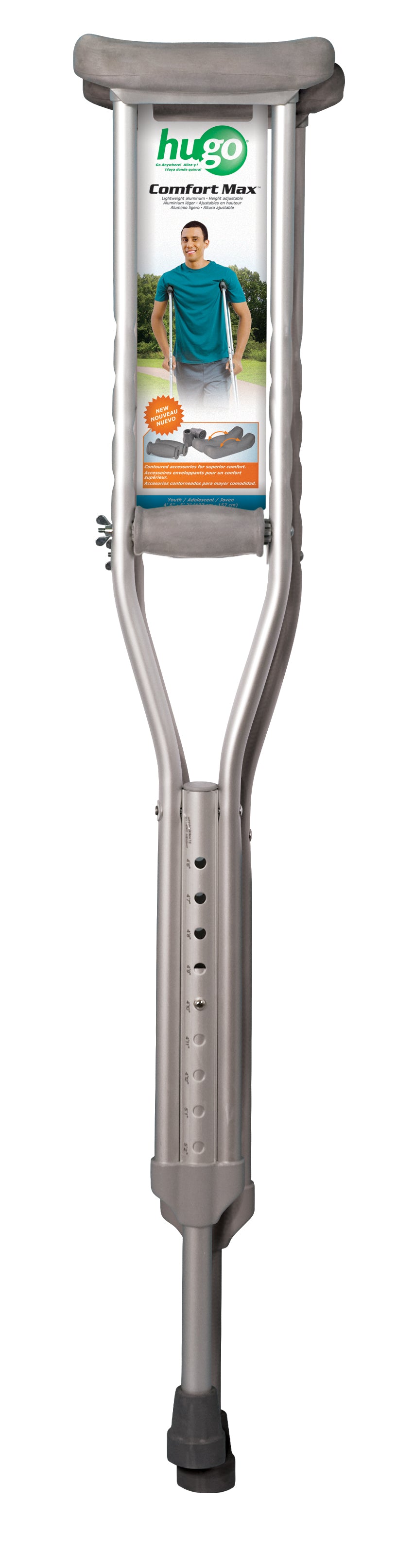 Crutch with Hugo Comfort Max packaging on a white background