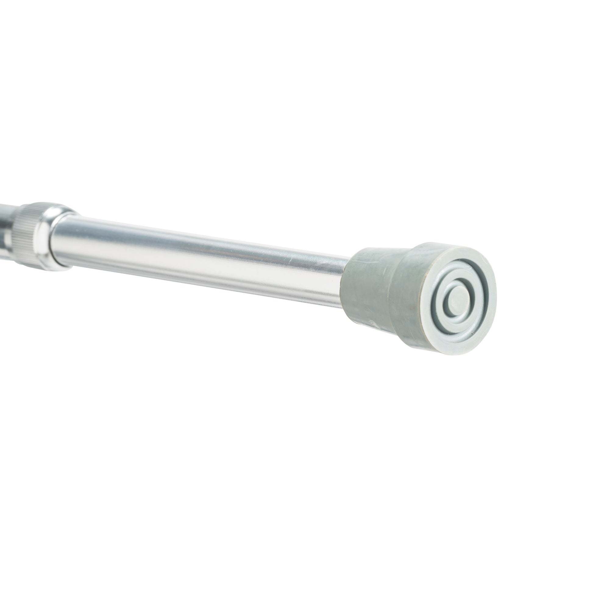 Aluminum cane with a grey rubber on a white background