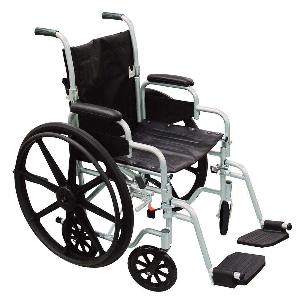 Poly-Fly Wheelchair/Transport Chair 18" With Anti Tippers