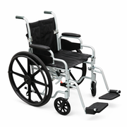 Wheelchair with black seat and wheels on a white background