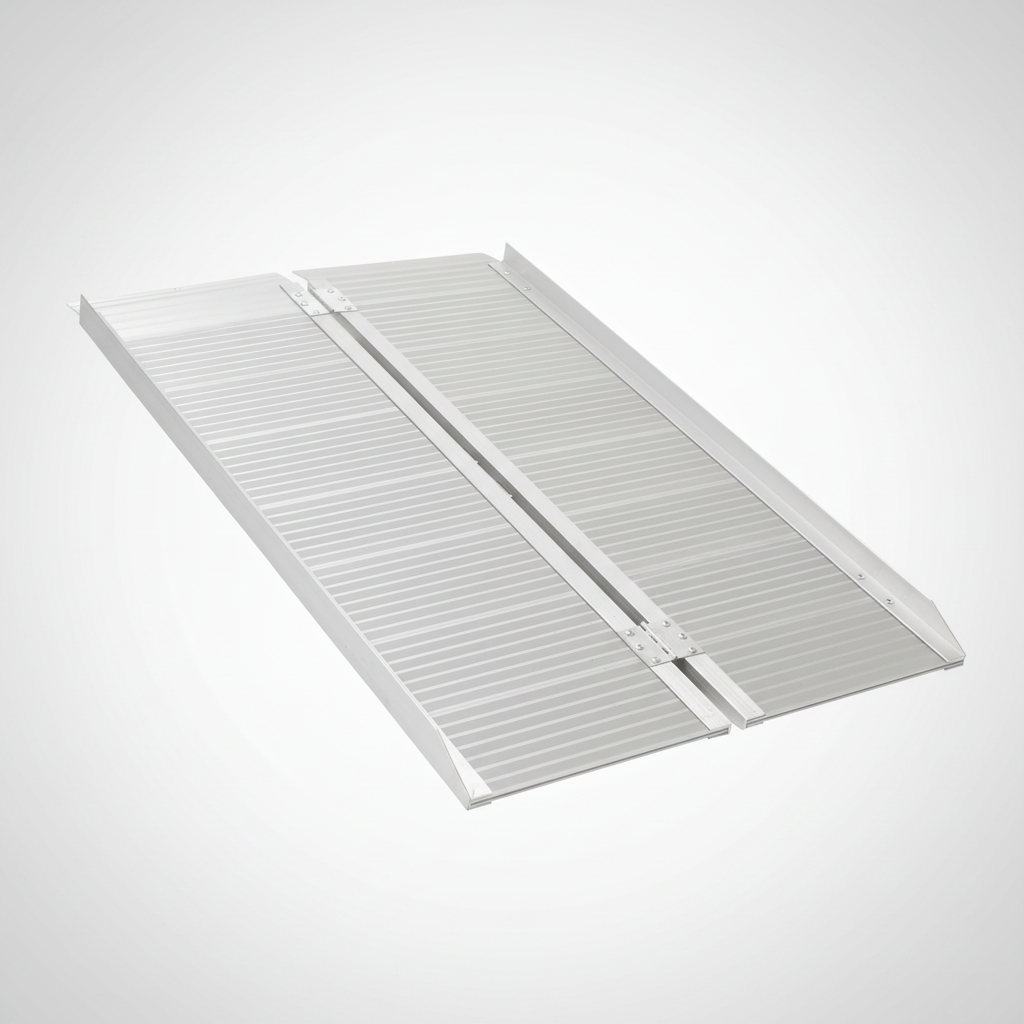Silver ramp on a light gray background