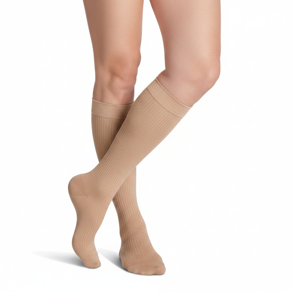 Men's Essential Opaque Calf Light Beige Large Short 20-30 mmHg