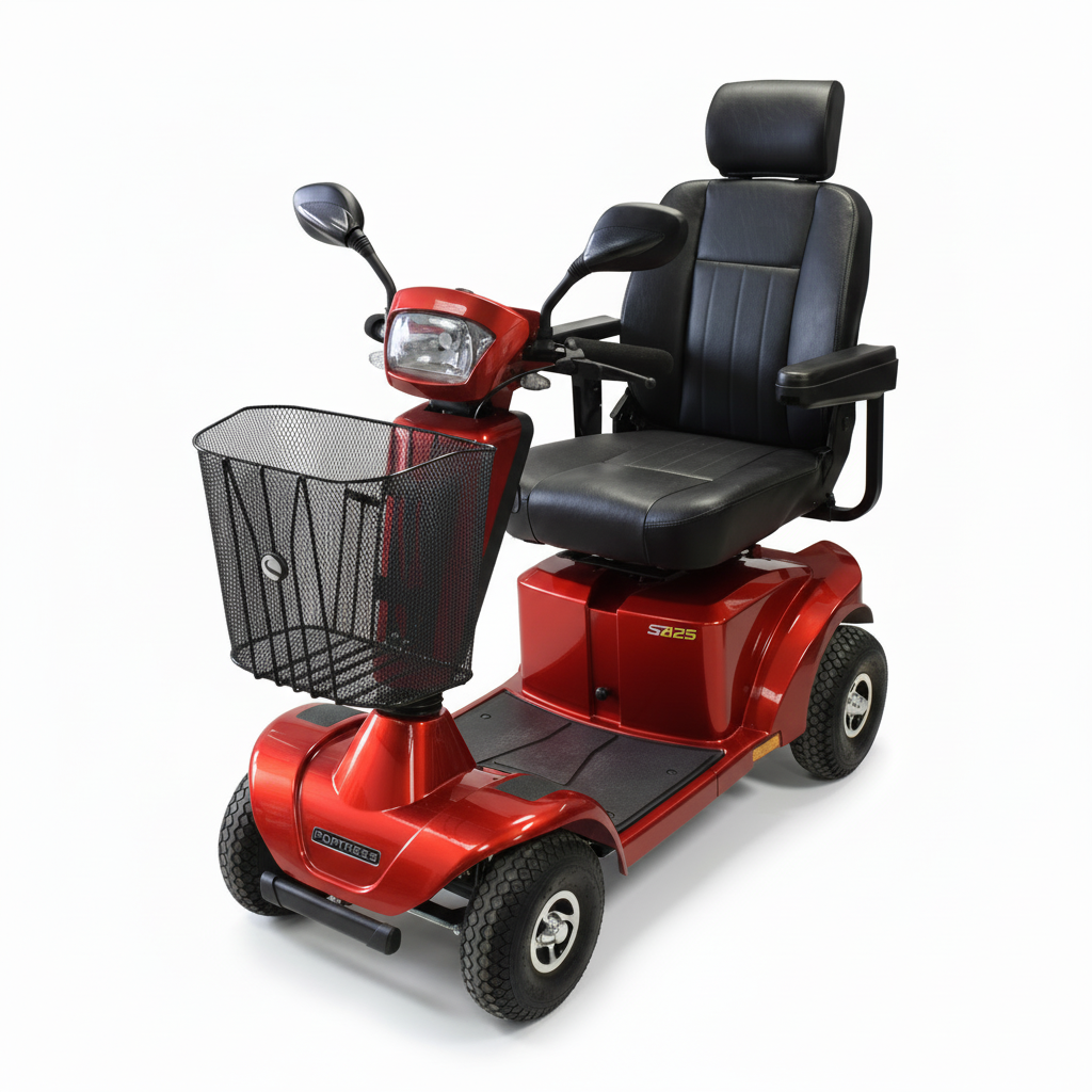 Sunrise Fortress S425 Lightweight Powered Mobility Scooter Red Batteries Included