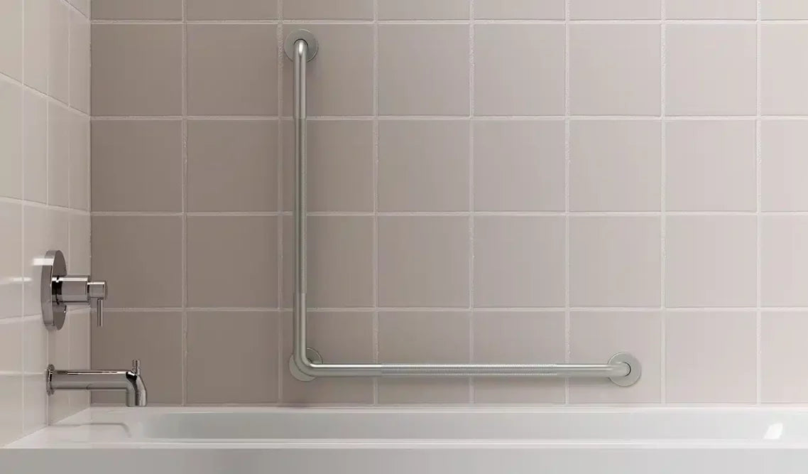 HealthCraft L-Shaped 90° Grab Bar 30″x30″ Stainless Knurled