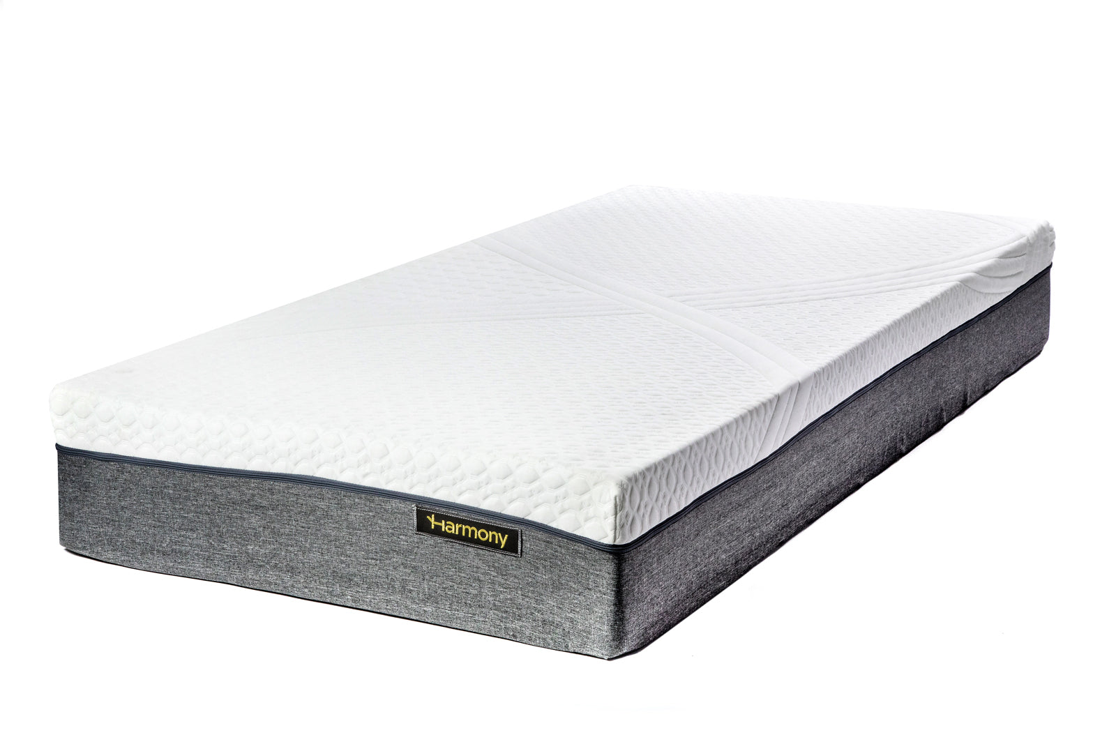 Mattress with 'Harmony' branding on a white background