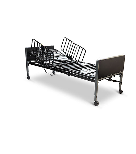 Black hospital bed on a white background