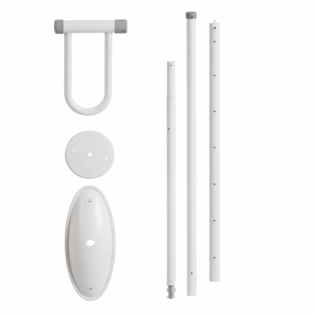 Set of U Pole safety grab bars and covers on a white background