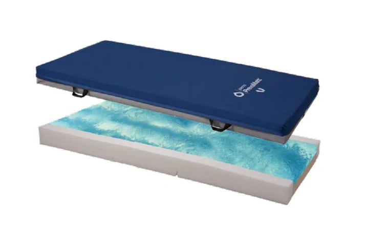 Blue and white mat with a visible brand logo on a white background