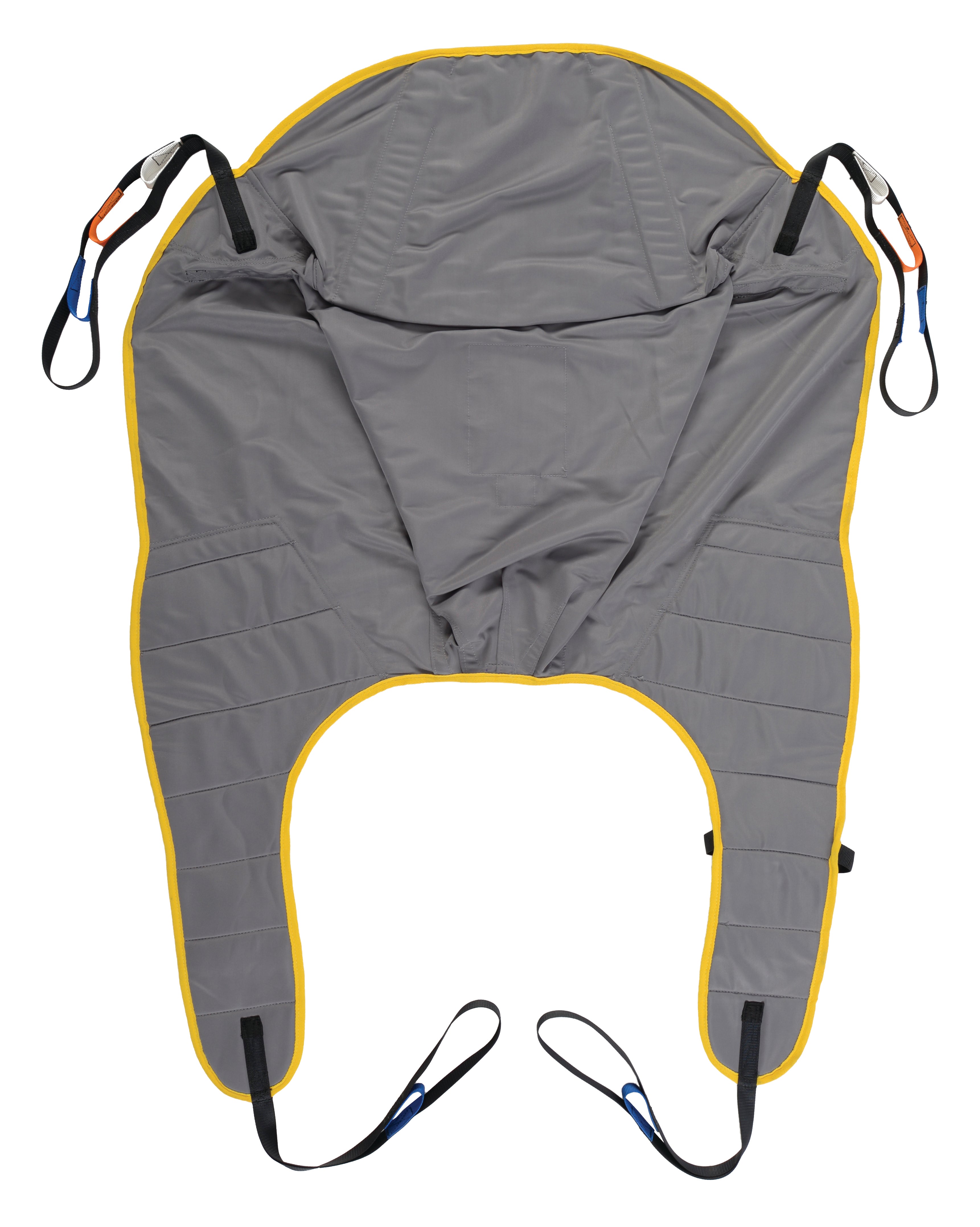 Gray sling with yellow trim on a white background