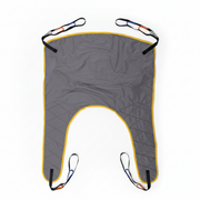 Gray and yellow medical sling with straps on a white background