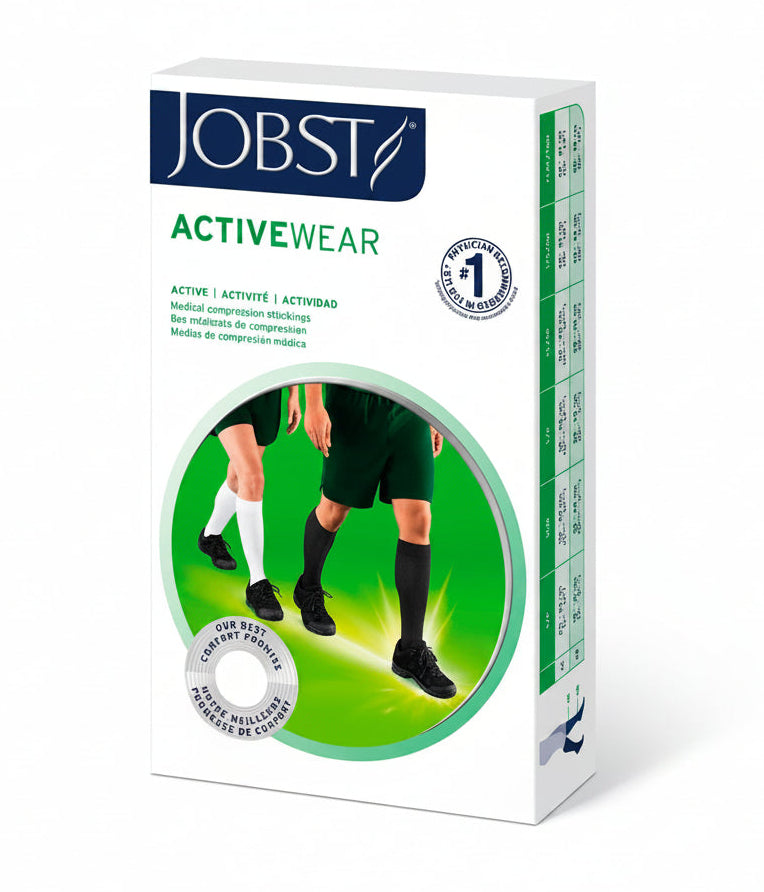 JOBST ActiveWear Compression Socks 15-20 mmHg, Knee High, Closed Toe, GREY, MED