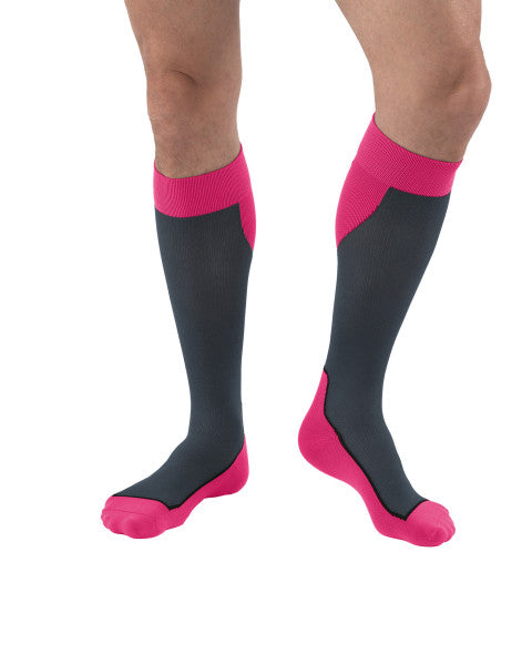JOBST SPORT STOCKING UNISEX, 15-20MMHG, MD, PINK/GREY , CLOSED TOE