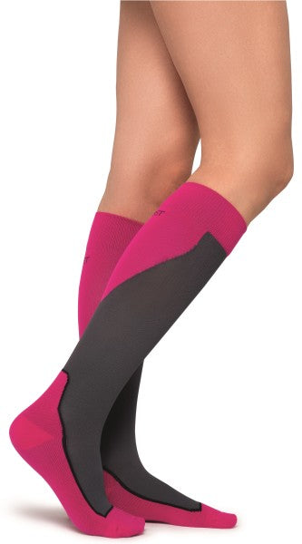 JOBST SPORT STOCKING UNISEX, 15-20MMHG, MD, PINK/GREY , CLOSED TOE