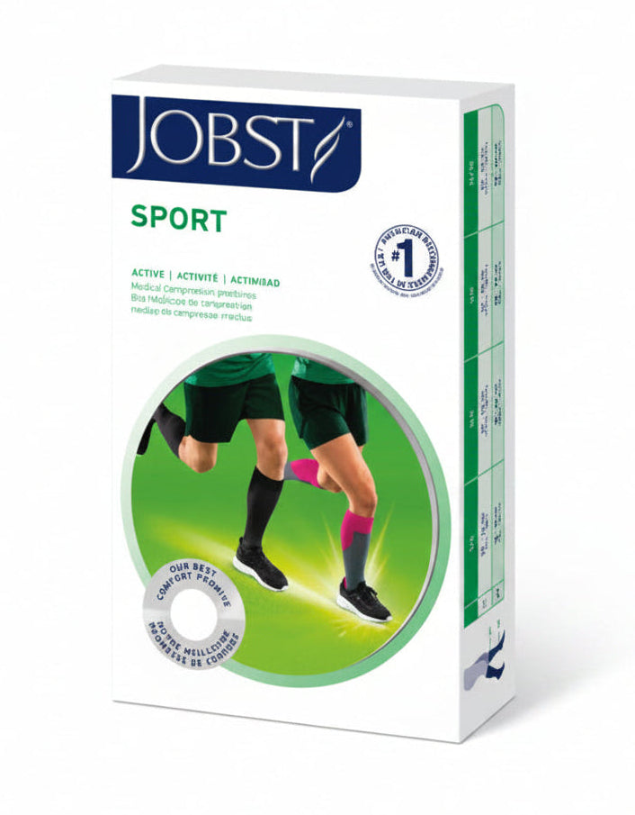JOBST SPORT STOCKING UNISEX, 15-20MMHG, MD, PINK/GREY , CLOSED TOE