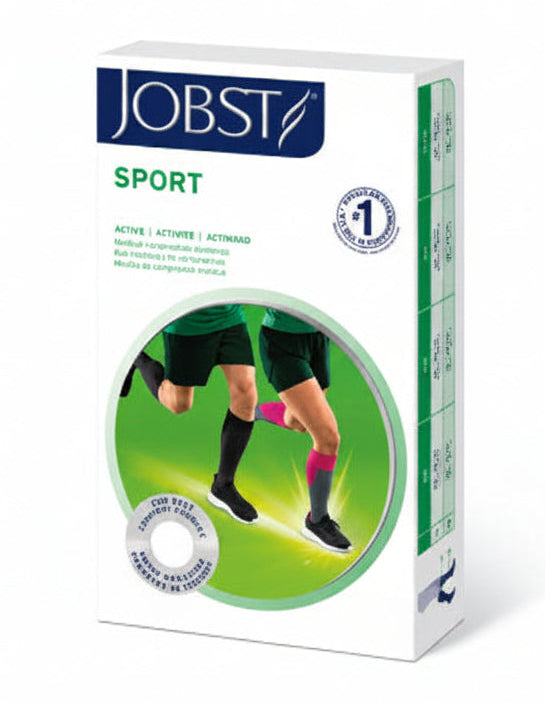 JOBST SPORT STOCKING UNISEX, 15-20MMHG, LG, PINK/GREY , CLOSED TOE