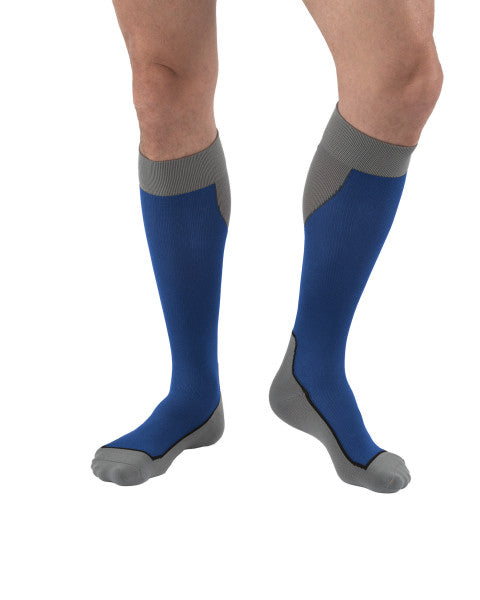 JOBST SPORT STOCKING UNISEX, 15-20MMHG, MD, ROYAL BLUE/GREY , CLOSED TOE